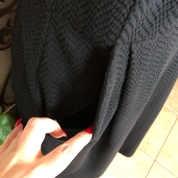 Tabitha black textured ruffle neckline midi dress - Picture 2 of 7